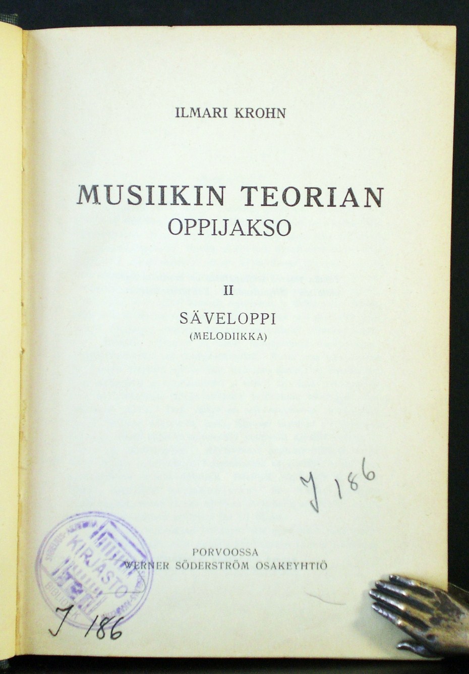 Ilmari Krohn Musiikin teorian oppijakso (1916)
