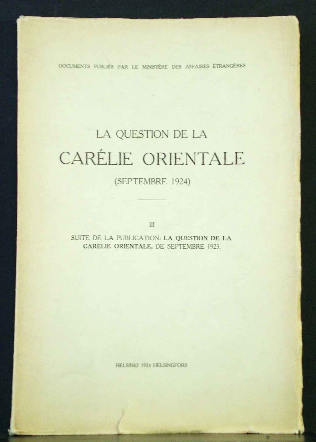 La question de la Carélie Orientale (1924)