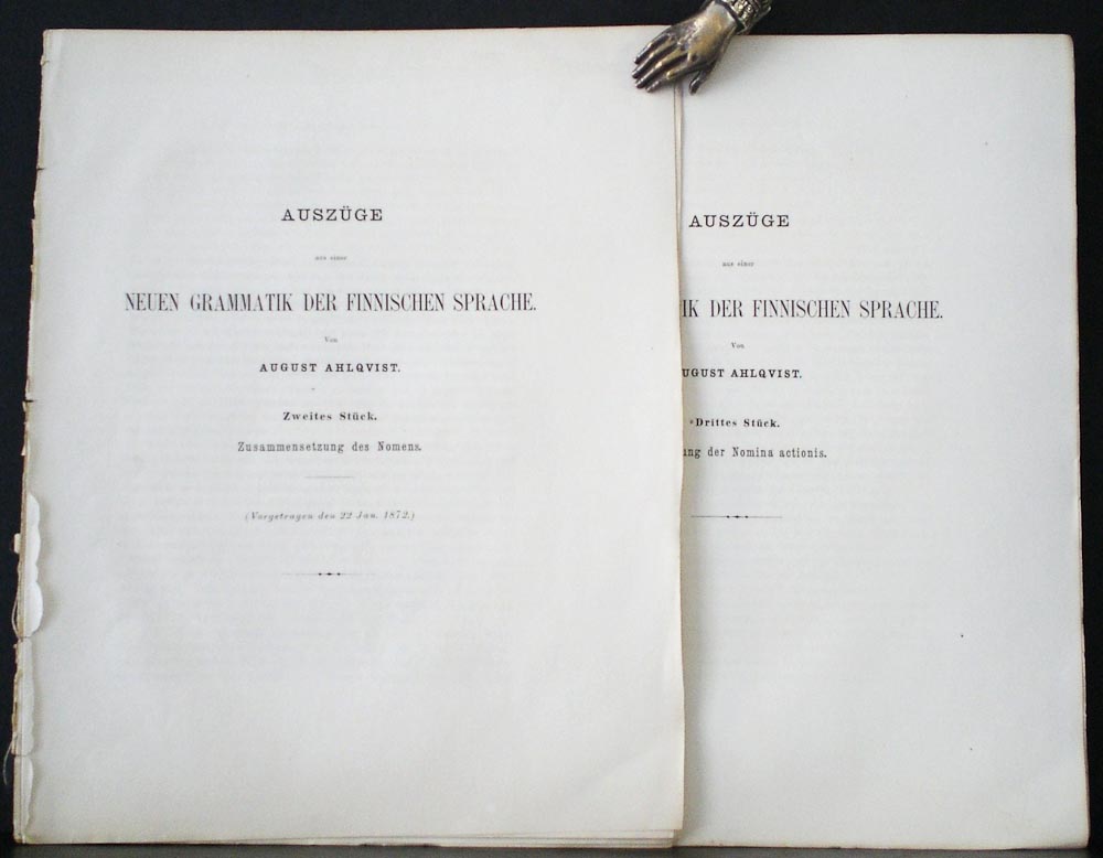 Auszuge aus einer neuen Grammatik der finnischen Sprache. Zweites Stuck: Zusammensetzung des Nomens. Drittes Stuck: Ableitung der Nomina actionis