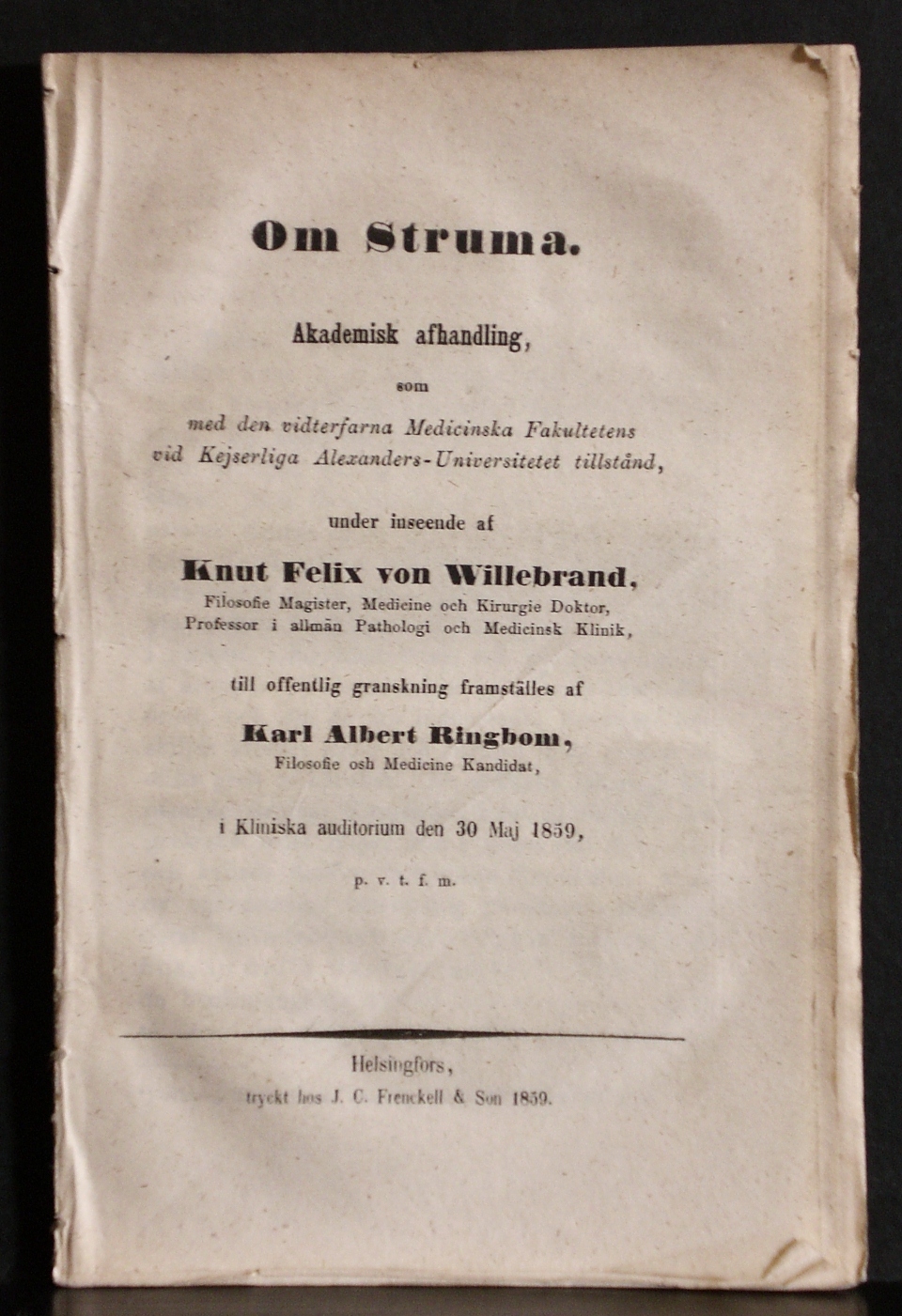 KARL ALBERT RINGBOM Om Struma (1859)