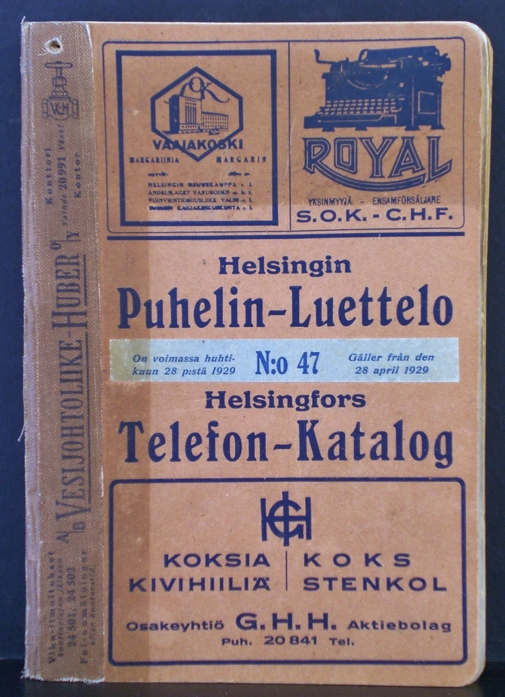 Helsinki - Helsingfors: Helsingin Puhelin-Luettelo. Helsingfors Telefon-Katalog. N:o 47, 1929 - kaupungit