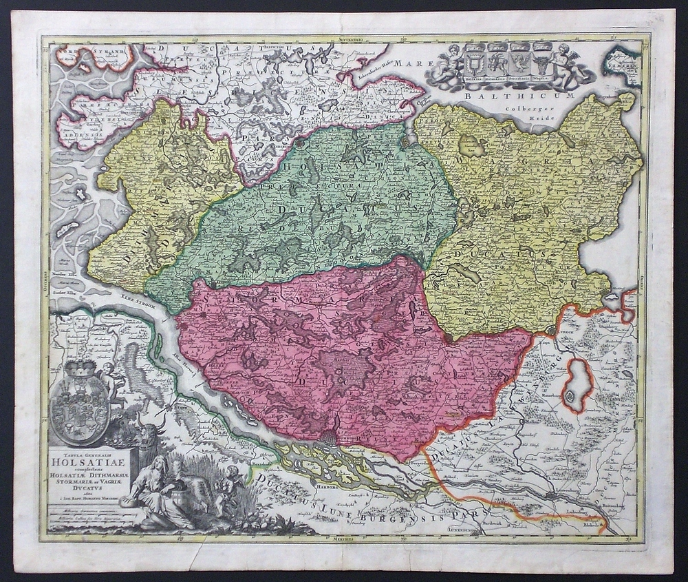 Homann, Joh. Bapt.: Tabula generalis Holsatiae complectens Holsatiae, Dithmarsiae, Stormariae et Vagriae Ducatus