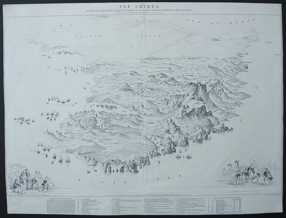 Bossoli, Carlo: The Crimea. A bird-eye view, taken from the convent of St. Giorgio, between Sevastopol and Balaklava