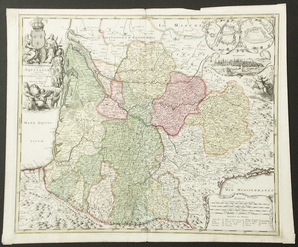 Homann, J.B.: Tabula Aquitaniae complectens Gubernationem Guiennae, et Vasconiae