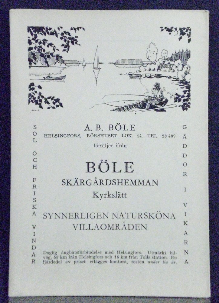 Böle skärgårdshemman, Kyrkslätt. Synnerligen natursköna villaområden