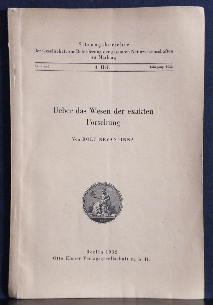 Rolf Nevanlinna Ueber das Wesen der exakten Forschung (1932)