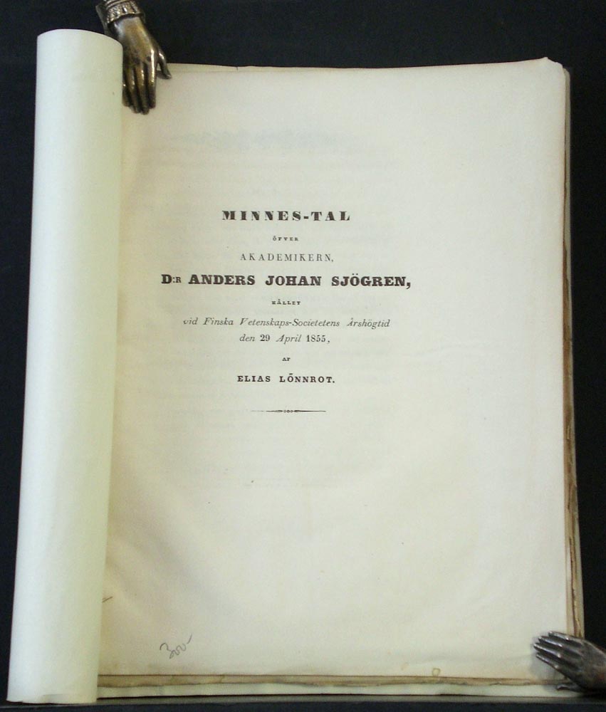 ELIAS LÖNNROT Minnes-tal öfver akademikern, D:r Anders Johan Sjögren (1855)