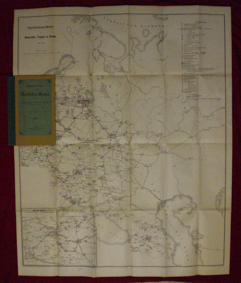 Bober: Dislokations-Karten der gesammten Russischen Armee (Russichen Truppen in Europa 88 x 71 cm, Russischen Truppen in Asien 31 x 51 cm, Tabellarische Yebershichten...) - Venäjän historia ja maantiede