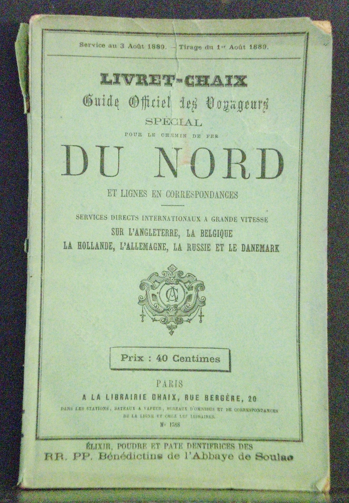 Livret-Chaix. Guide officiel des voyageurs special pour le chemin de fer du Nord et lignes en correspondances (1889)