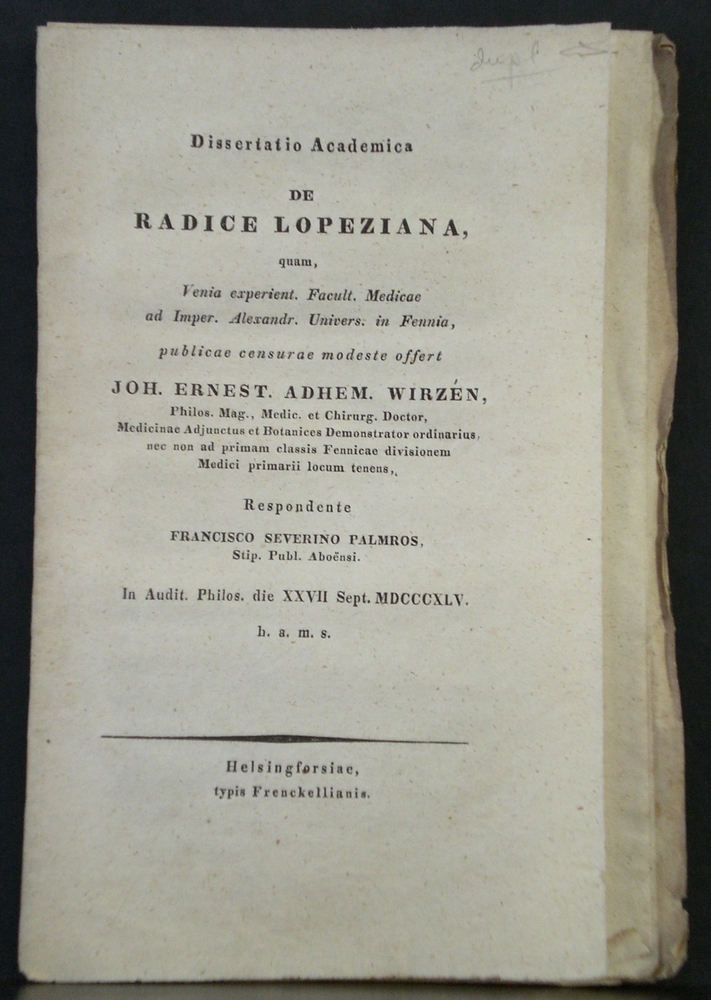 Dissertatio academica de radice Lopeziana (1845)
