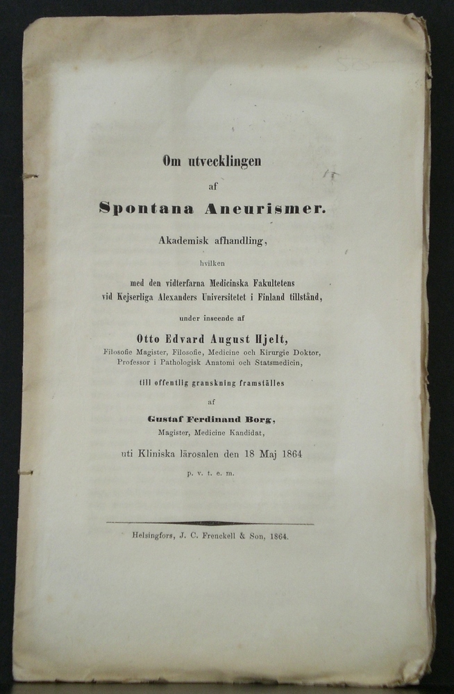 Om utvecklingen av spontana aneurismer (1864)
