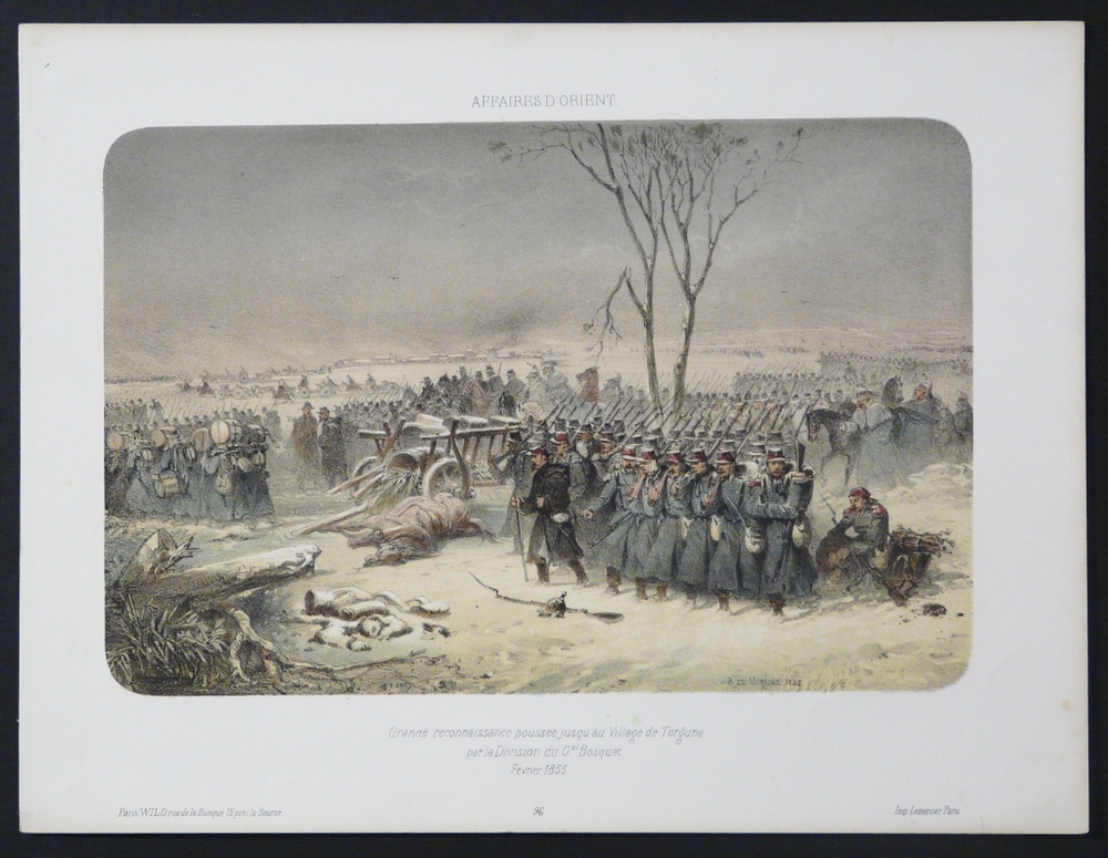Affaires d'Orient. Grande reconnaissance poussée jusqu'au Village de Torguna par la Division du Gal. Bosquet. Fevrier 1855