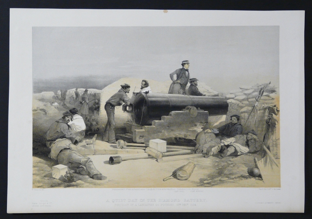 Simpson, W. : A quiet day in the Diamond Battery. Portrait of a Lancaster 68 pounder, 15th Dec. 1854