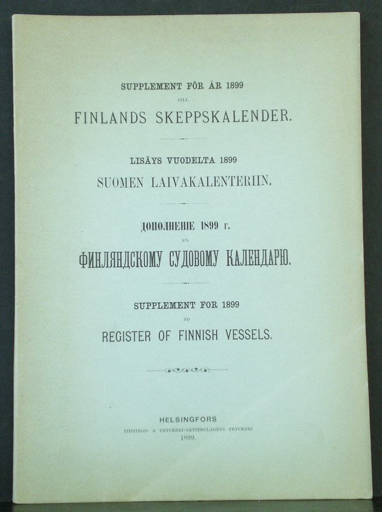 Supplement för år 1899 till Finands skeppskalender