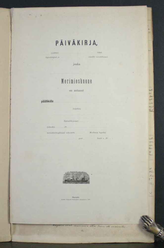 Frans Fredrik Lindroosin lokikirja, parkkilaiva Siivo (1901)
