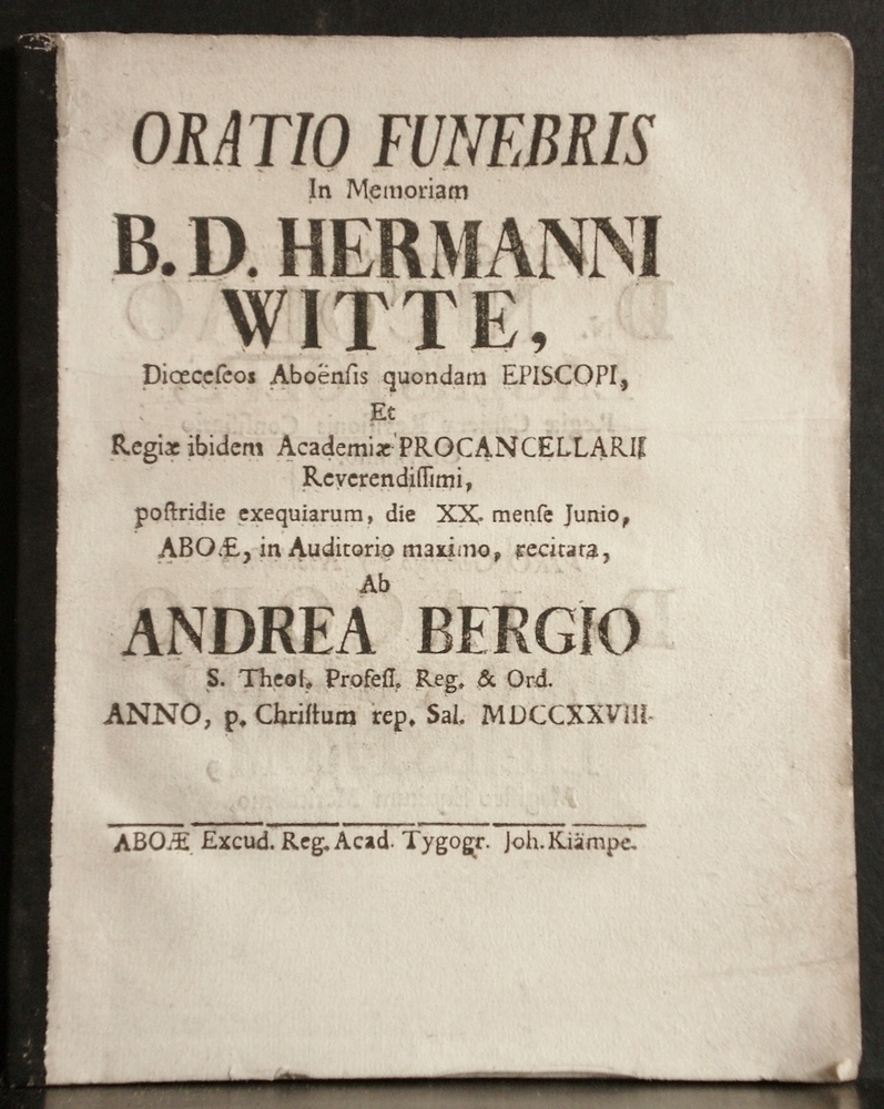 Oratio funebris in memoriam B. D. Hermanni Witte (1728)