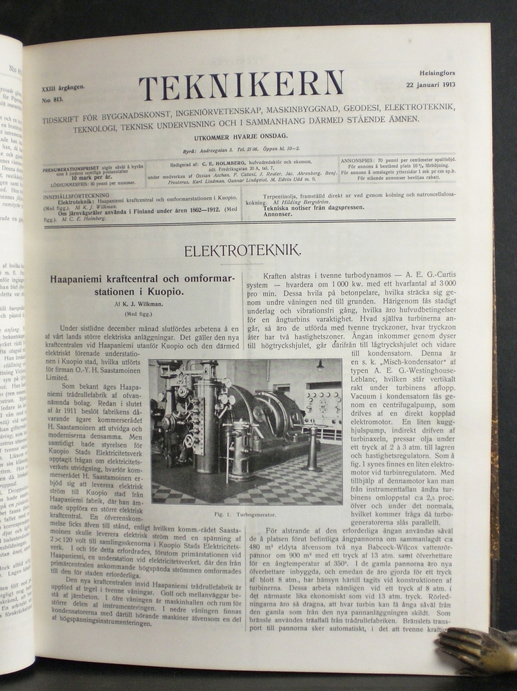 Teknikern 1913. Tidskrift för byggnadskonst, ingeniörvetenskap, maskinbyggnad, geodesi, elektroteknik, teknologi, teknisk undervisning och i sammanhang därmed stående ämnen