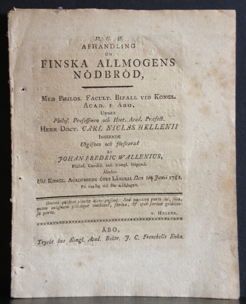 Om finska allmogens nödbröd (1782)