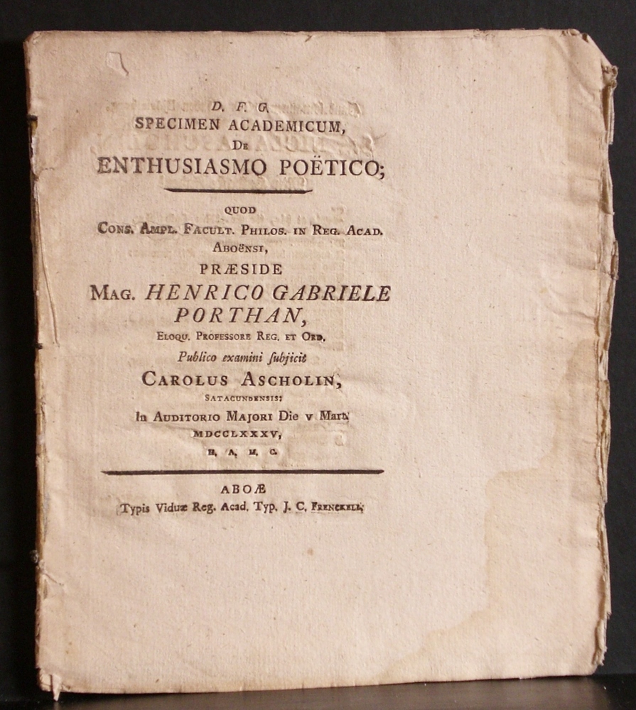 Henrik Gabriel Porthan De enthusiasmo poëtico (1785)