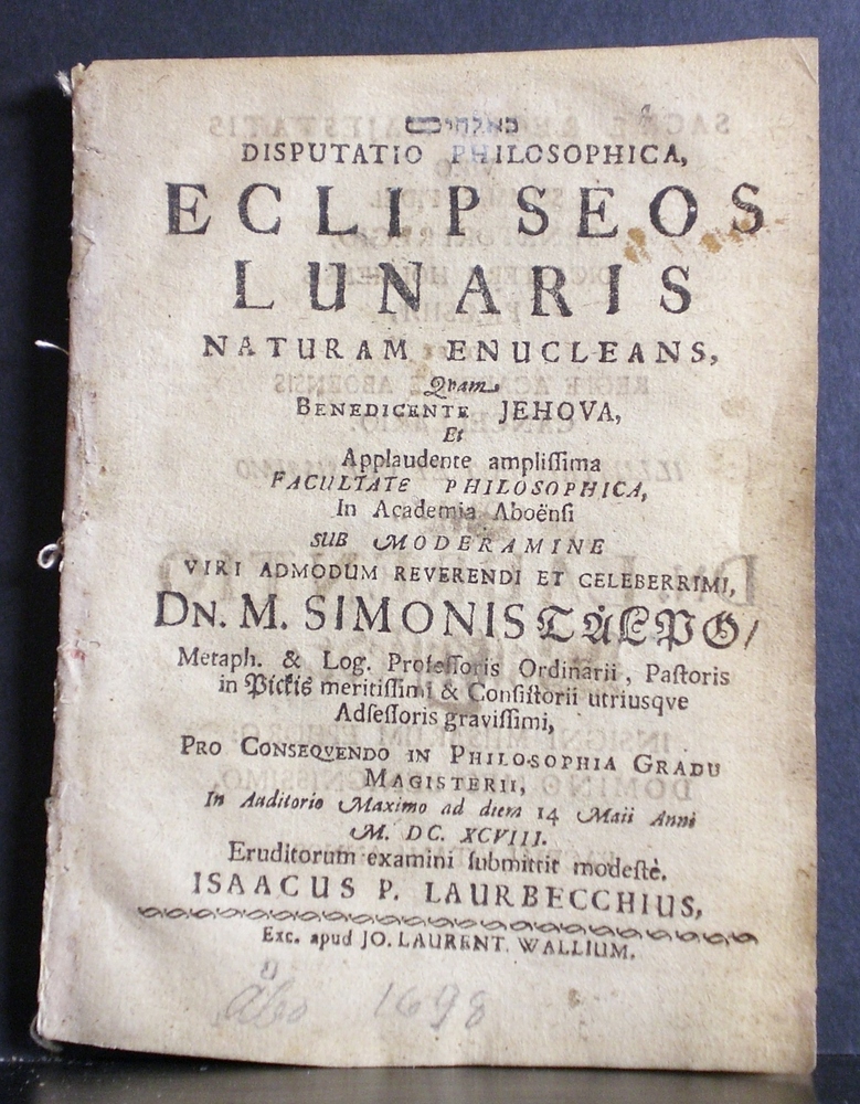 TÅLPO SIMON Eclipseos lunaris natura (1698)