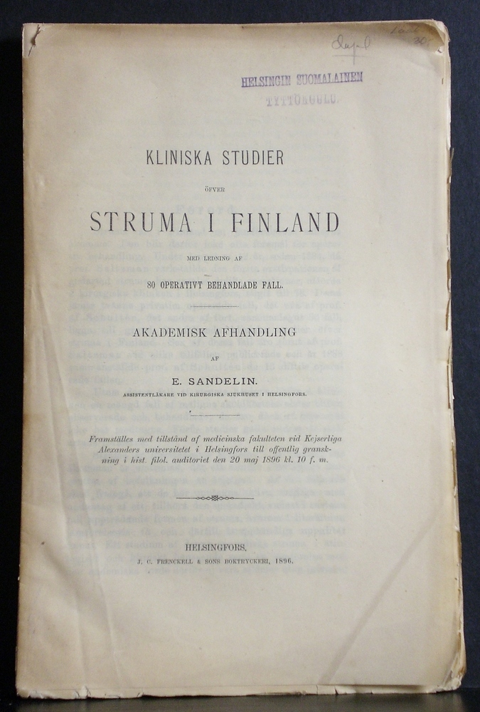 Kliniska studier öfver struma i Finland med ledning af 80 operativt behandlade fall (1896)