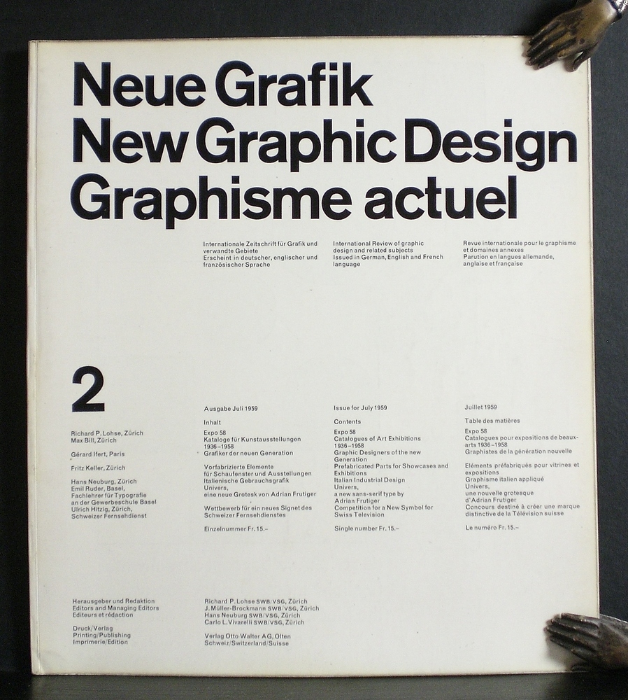 Lohse, Richard L. et al , editor: Neue Grafik. New Graphic Design. Graphisme actuel. 2, Juli, 1959