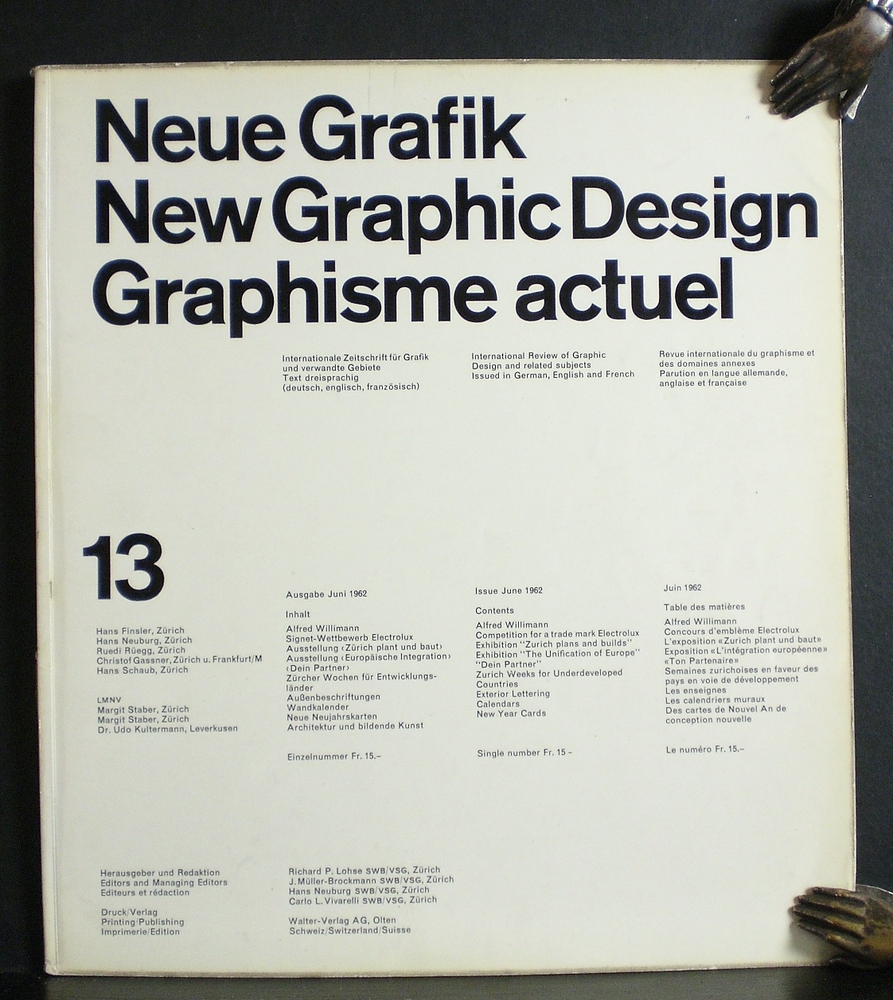 Lohse, Richard L. et al , editor: Neue Grafik. New Graphic Design. Graphisme Actuel. 13, Juni, 1962