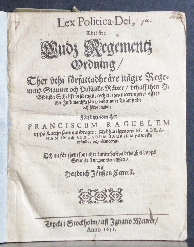Lex Politica Dei 1651