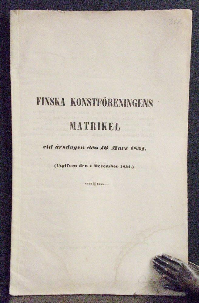 Finska Konstföreningens matrikel vid årsdagen den 10 mars 1851