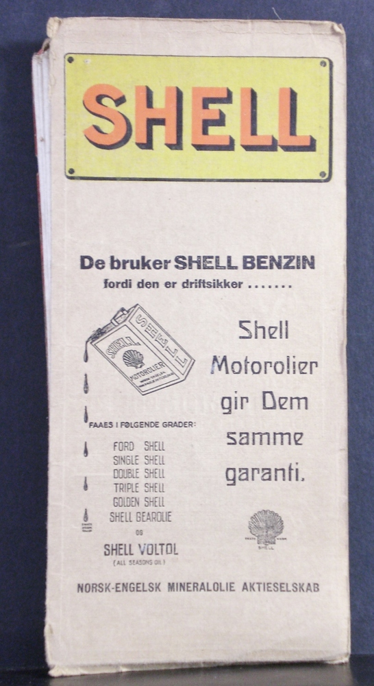 SHELL Oversiktskart over automobilveier i Sör-Norge (1930)
