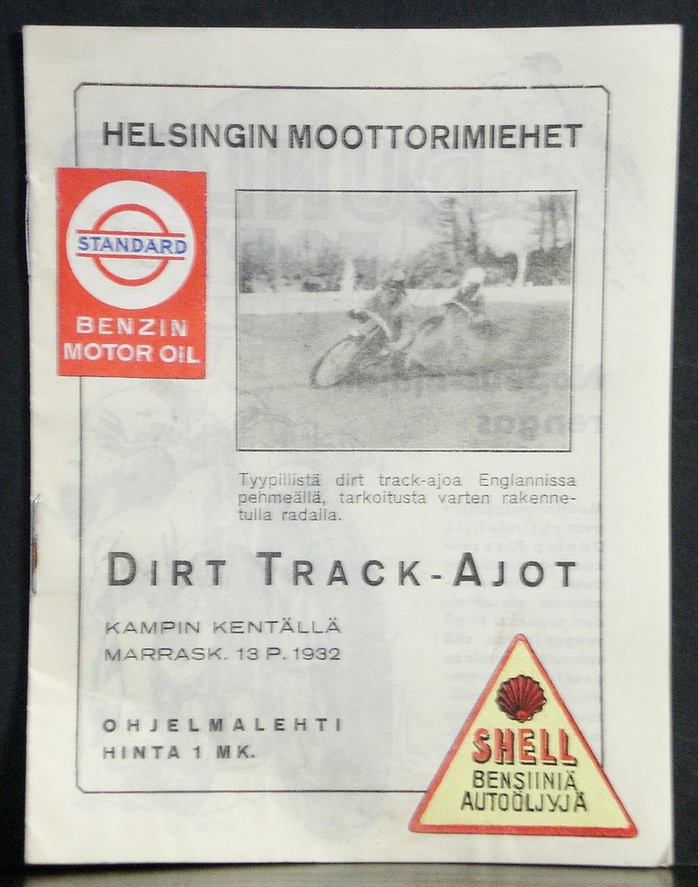 Dirt Track -Ajot. Kampin kentällä marrask. 13 p. 1932