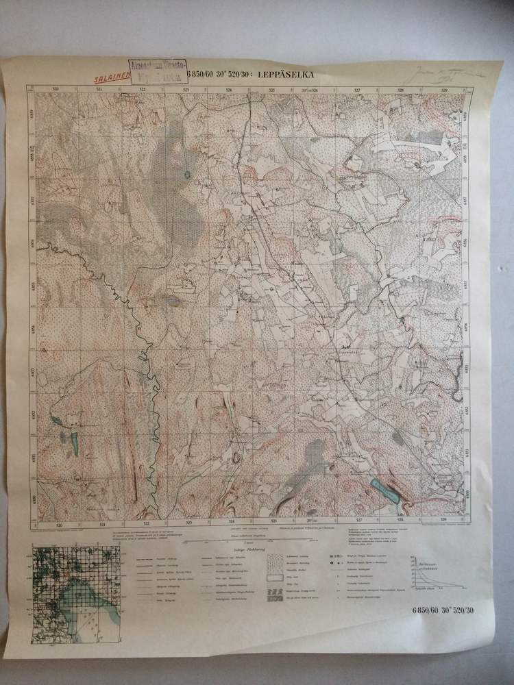 Leppäselkä. Topografinen kartta. (Karjalan kannas)(1927)