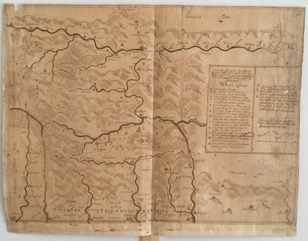von Adlersfelt, Johan Albertus Mattei: Käsinpiirretty kartta itäisestä Keski-Euroopasta / Handritad karta över östra delen av mellan Europa / Manuscrpit map of Eastern Middle Europe