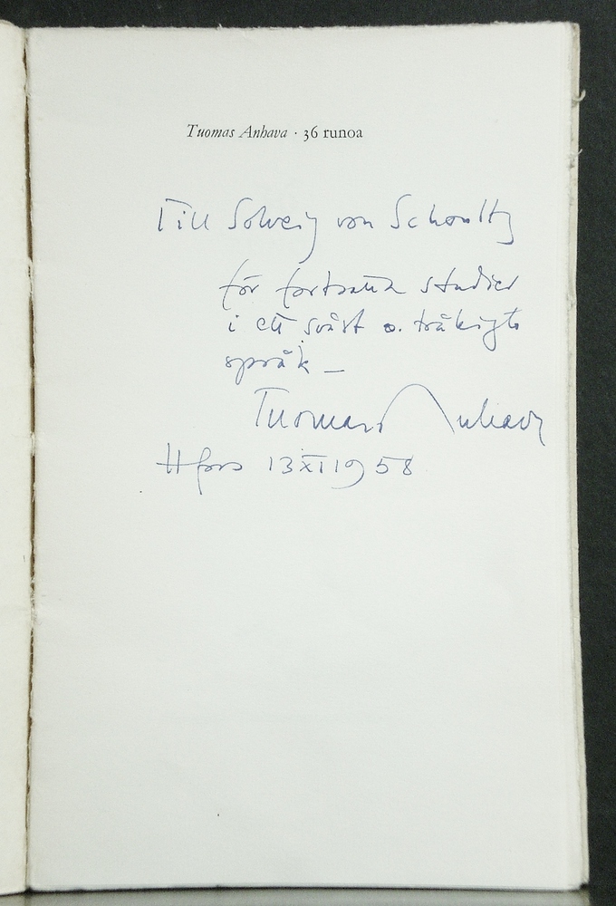 Tuomas Anhavan omiste Solveig von Schoultzille