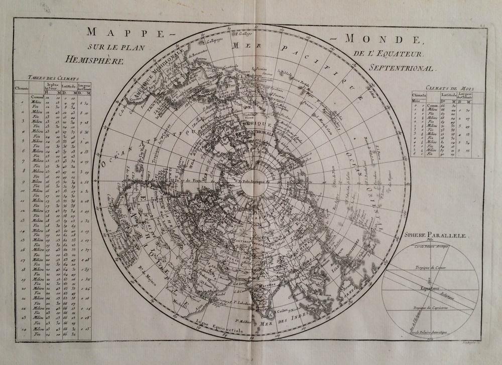 Mappemonde sur le Plan de l'Equateur. Hemisphère septentrional.