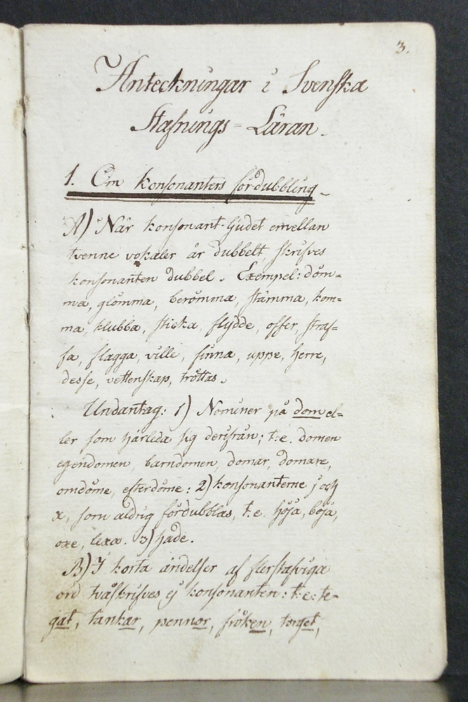 Joh. Wilhm. Ramsay Anteckningar i Svenska Stafnings-Läran (1803)