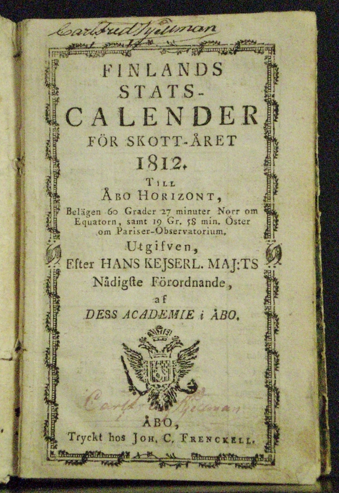 Finlands Stascalender för skott-året 1812