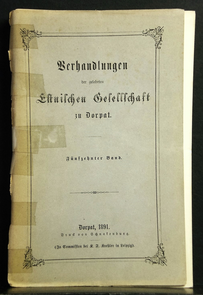Verhandlungen der gelehrten Estnischen Gesellschaft zu Dorpat (1891)
