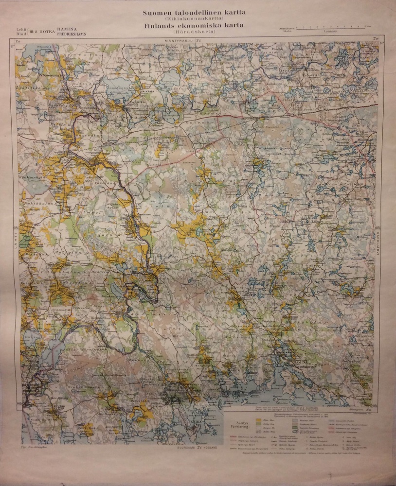 Kotka. Hamina. Fredrikshamn. Suomen taloudellinen kartta. Finlands ekonomiska karta (1914)