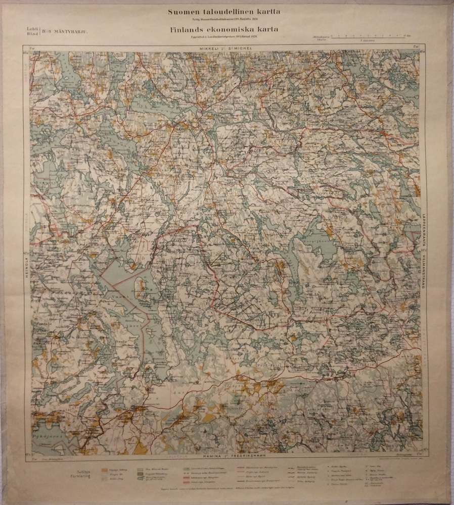 Mäntyharju. Suomen taloudellinen kartta. Finlands ekonomiska karta. (1920)