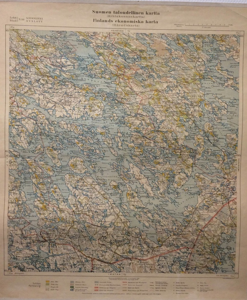 Savonlinna. Nyslott. Suomen taloudellinen kartta. Finlands ekonomiska karta (1917)