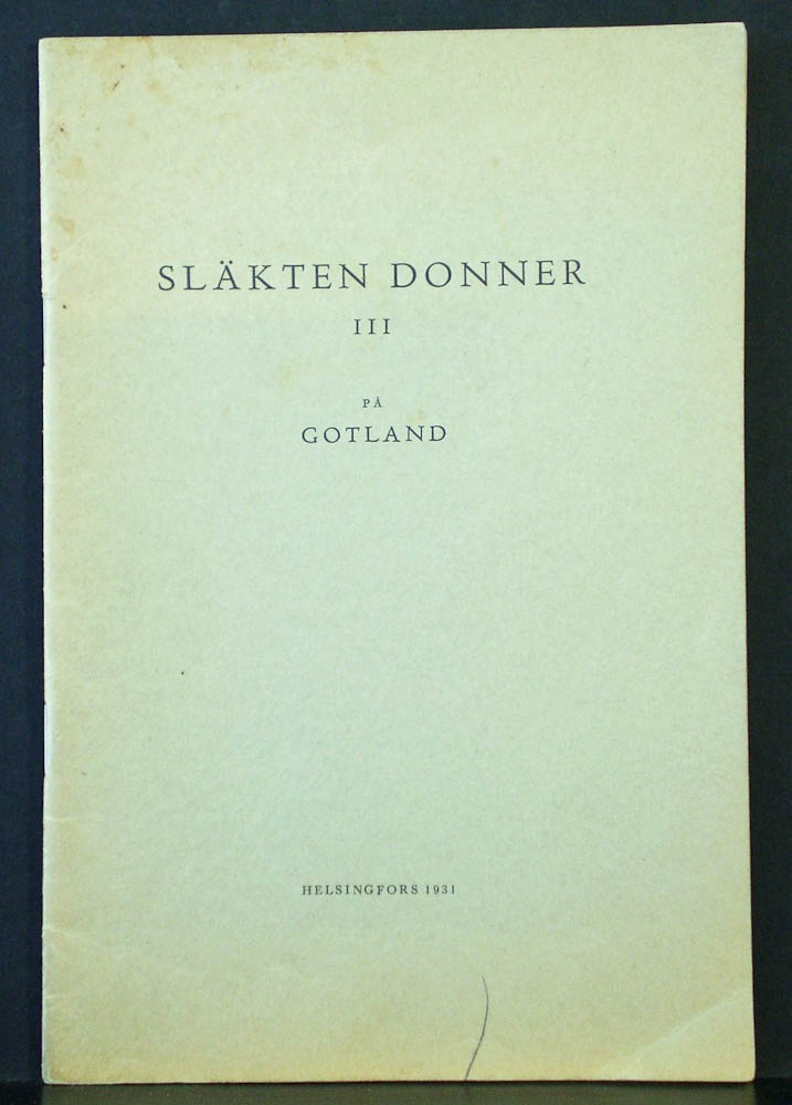 KAI DONNER Släkten Donner III på Gotland