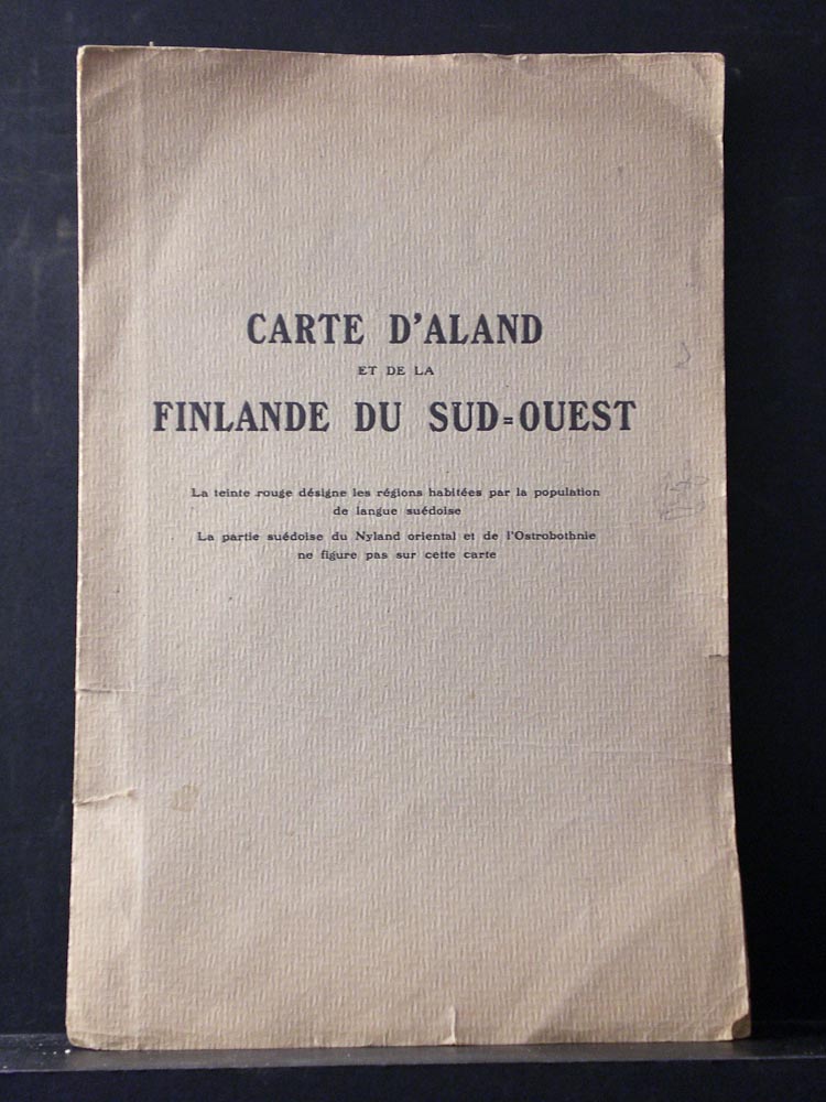 CARTE D'ALAND et de la Finlande du Sud-Ouest. La teinte rouge désigne les régions habitées par la population de langue suédoise. La partie suédoise du Nyland oriental et de l´Ostrobothnie ne figure pas sur cette carte