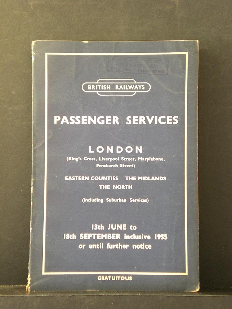 British Railways. Passenger service. London, Eastern Counties, the Midlands, the North 1955