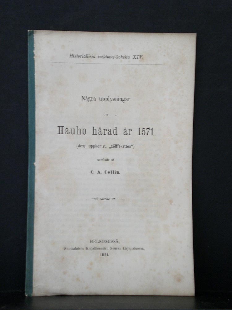 Collin, C.A.: Några upplysningar om Hauho härad år 1571