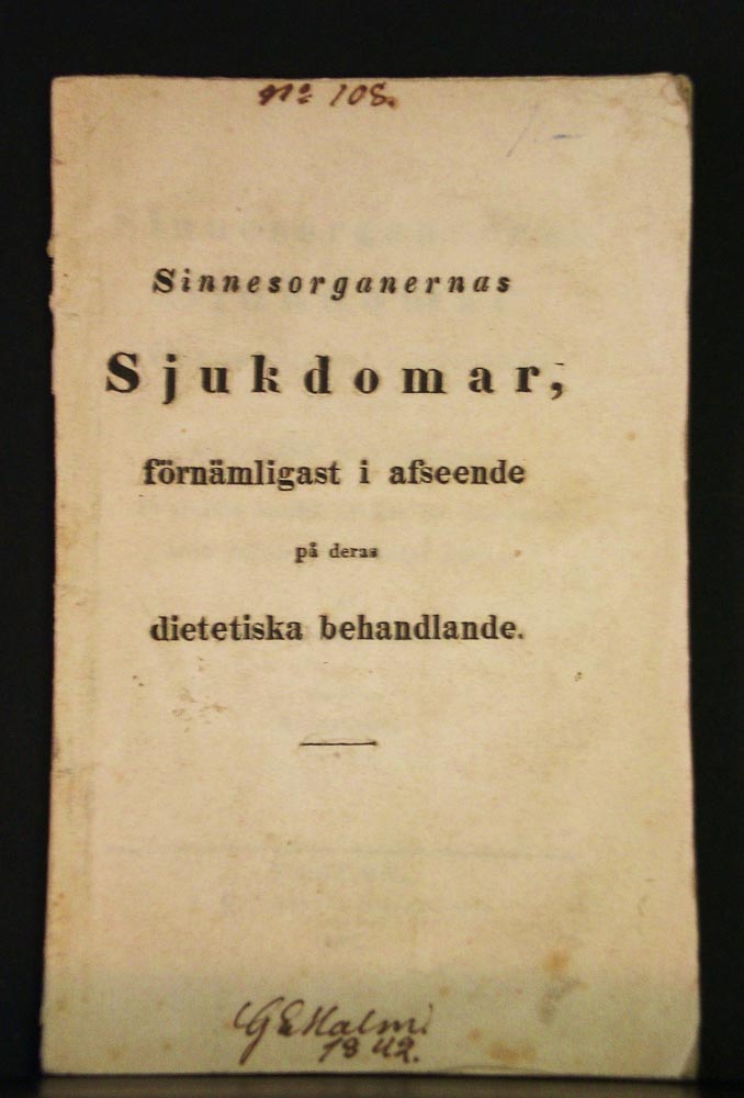 THEODOR WAHRLIEB Sinnesorganernas sjukdomar, förnämligarst i afseende på deras dietetiska behandlande (1841)