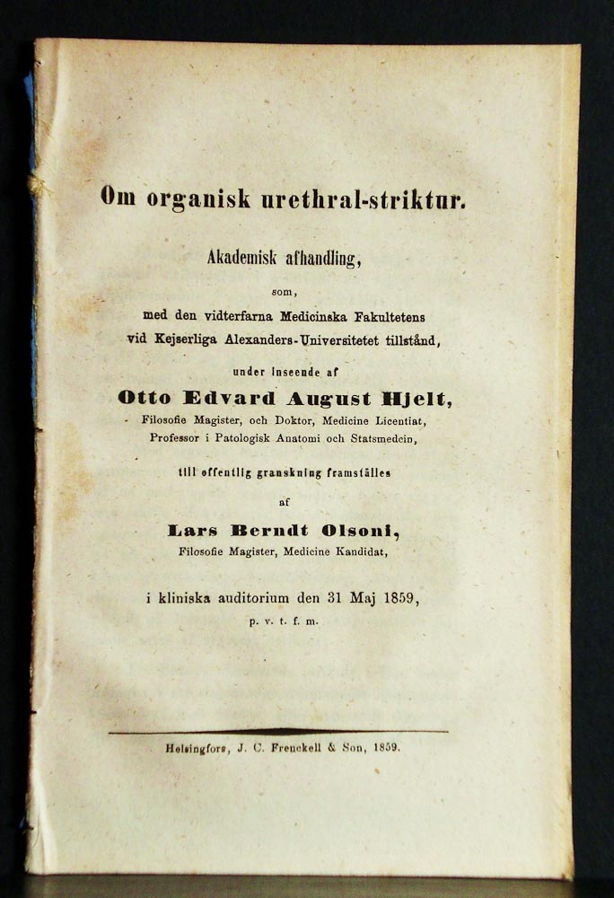 LARS BERNDT OLSONI Om organsik urethral-striktur (1859)