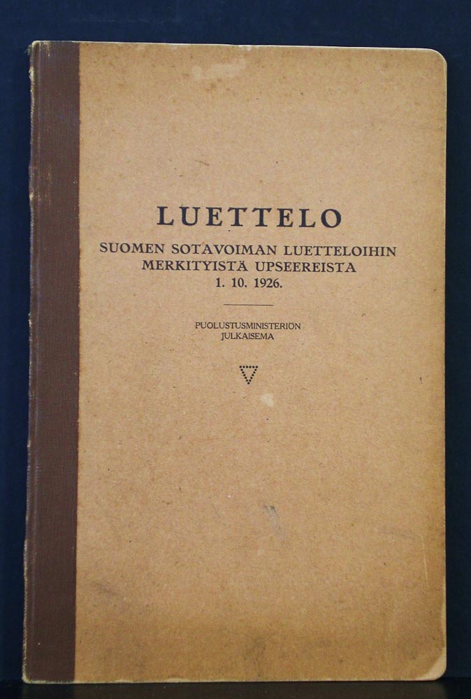 Luettelo Suomen sotavoiman luetteloihin merkityistä upseereista 1.10.1926