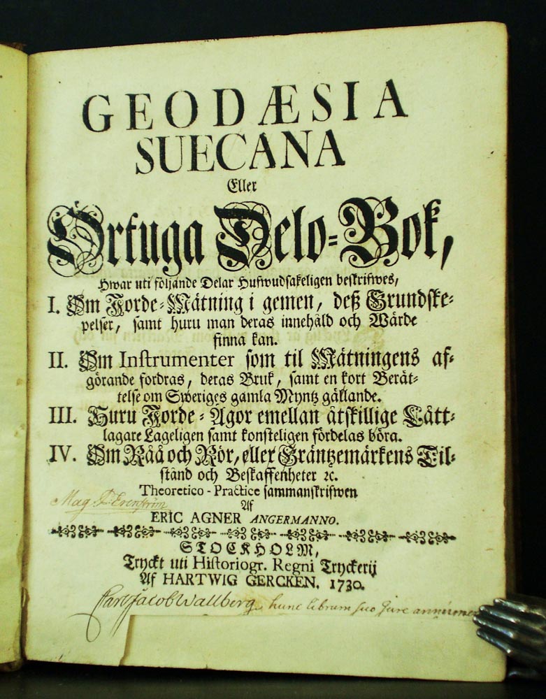ERIC AGNER Geodæsia suecana (1730)