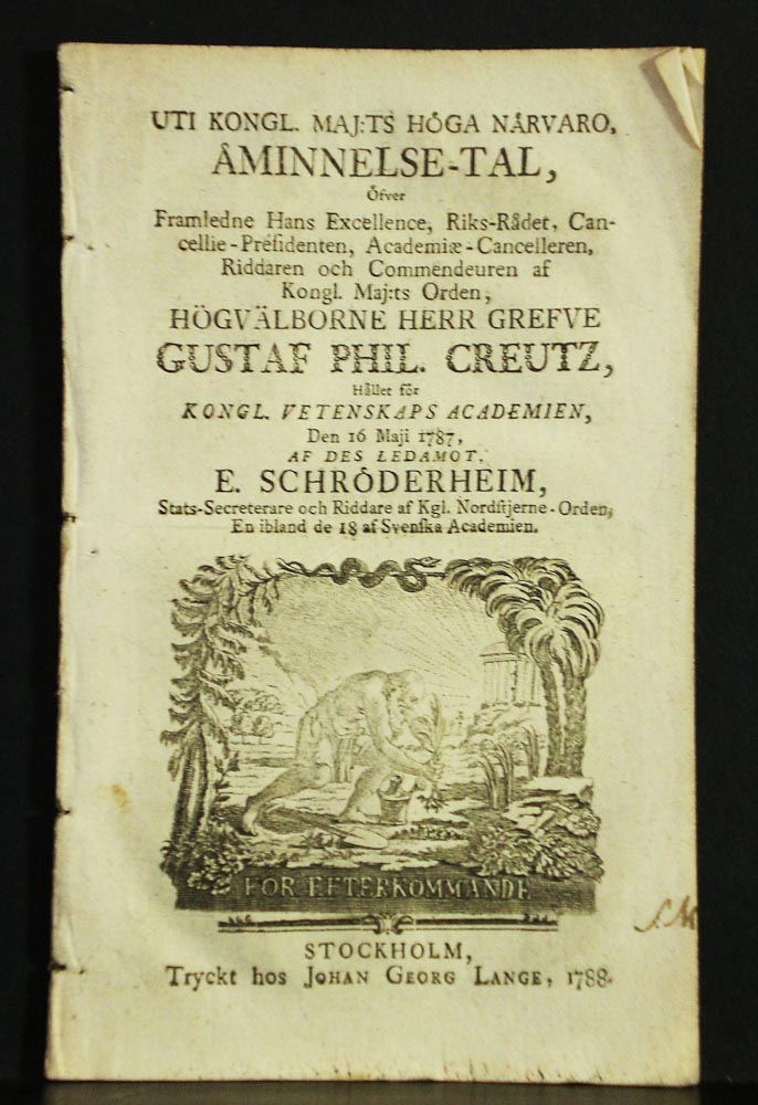 Åminnelse-tal öfver Herr Grefve Gustav Phil. Creutz (1788)